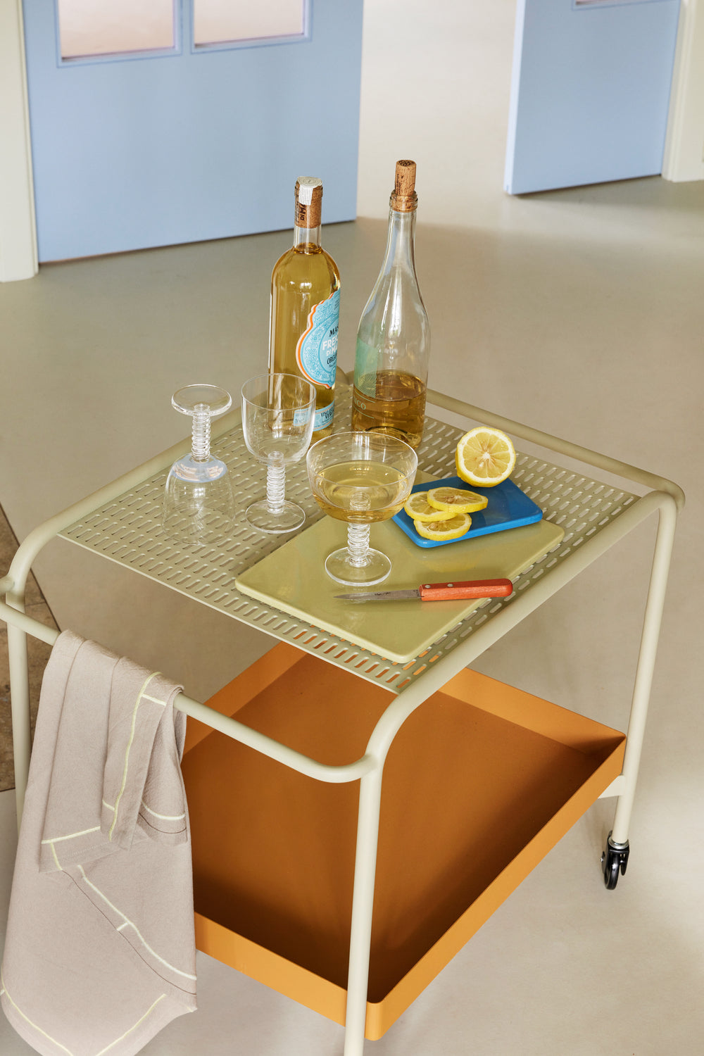 Servierwagen Push - Sandfarben/Braun