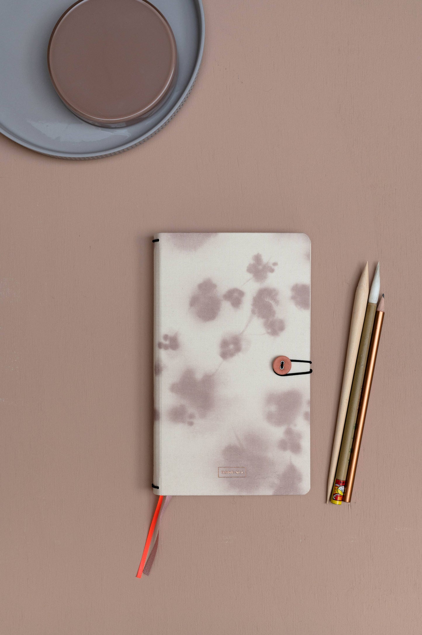 Notizbuch mit knopf - Leinen - Amour des lilas