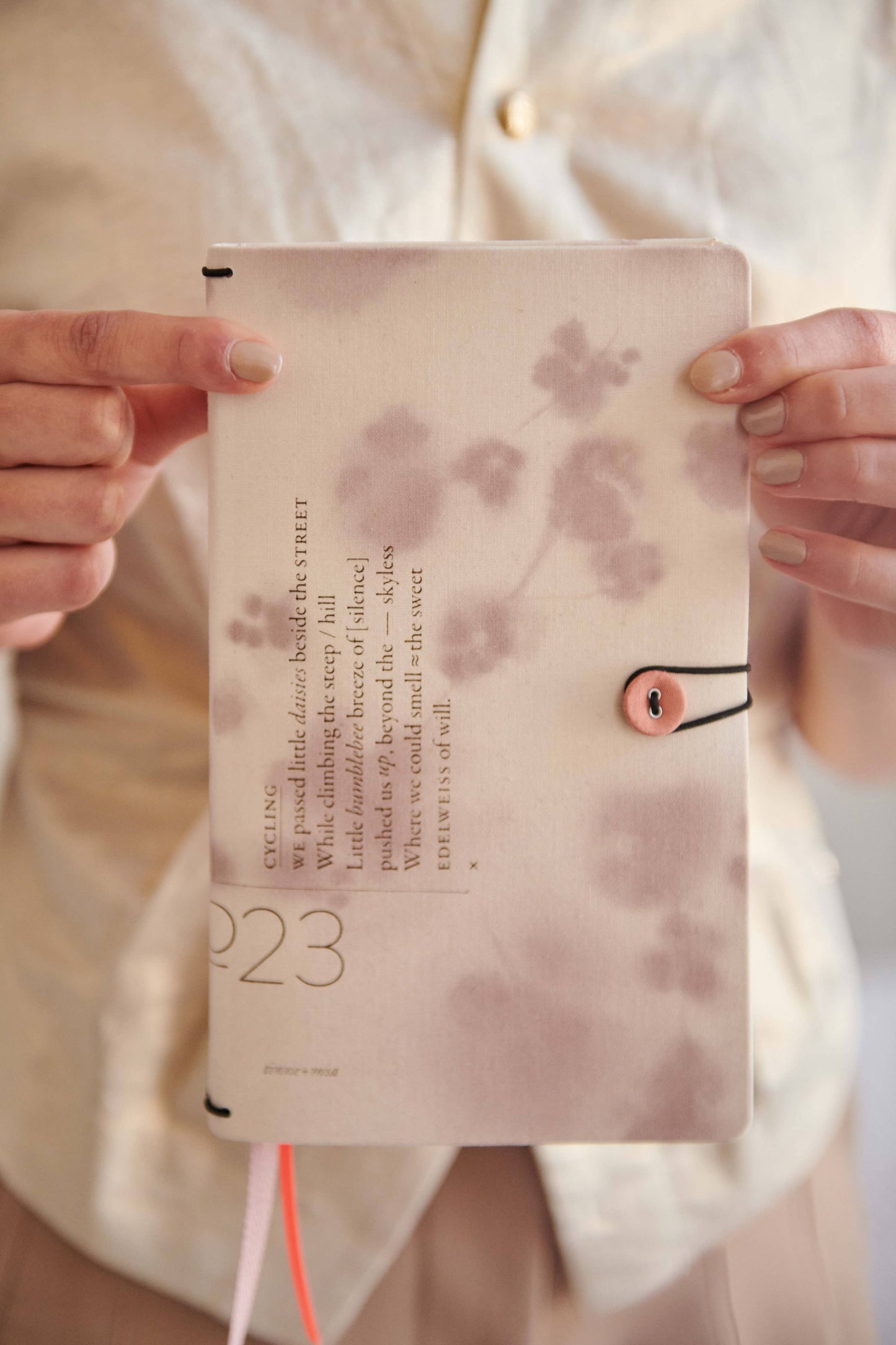 Notizbuch mit knopf - Leinen - Amour des lilas