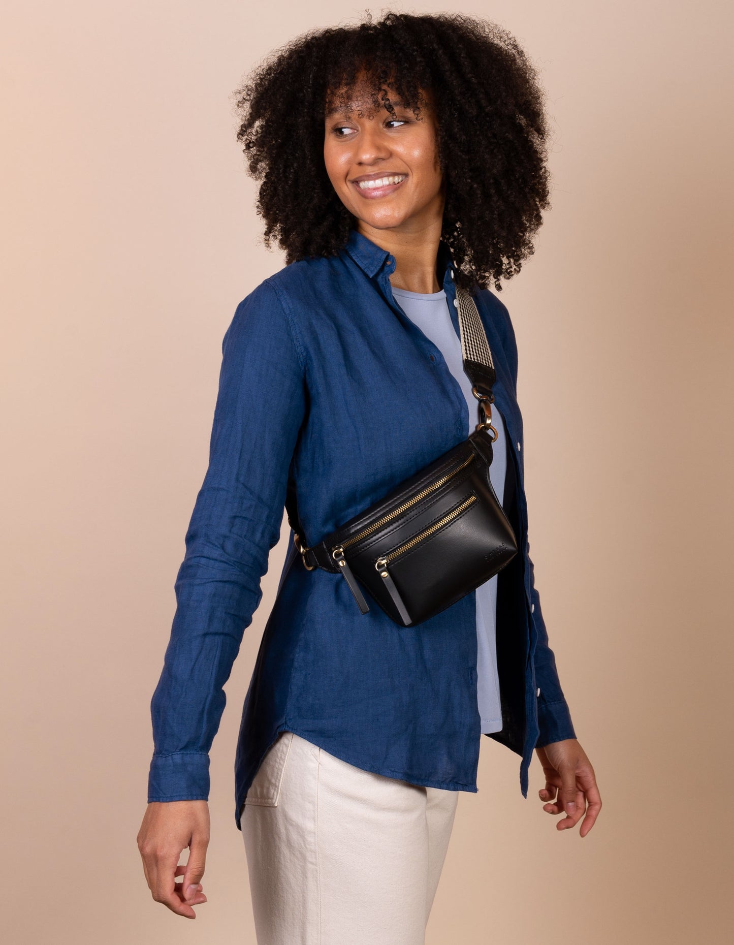Beck's Bumbag - Black Apple Leather (Vegan)