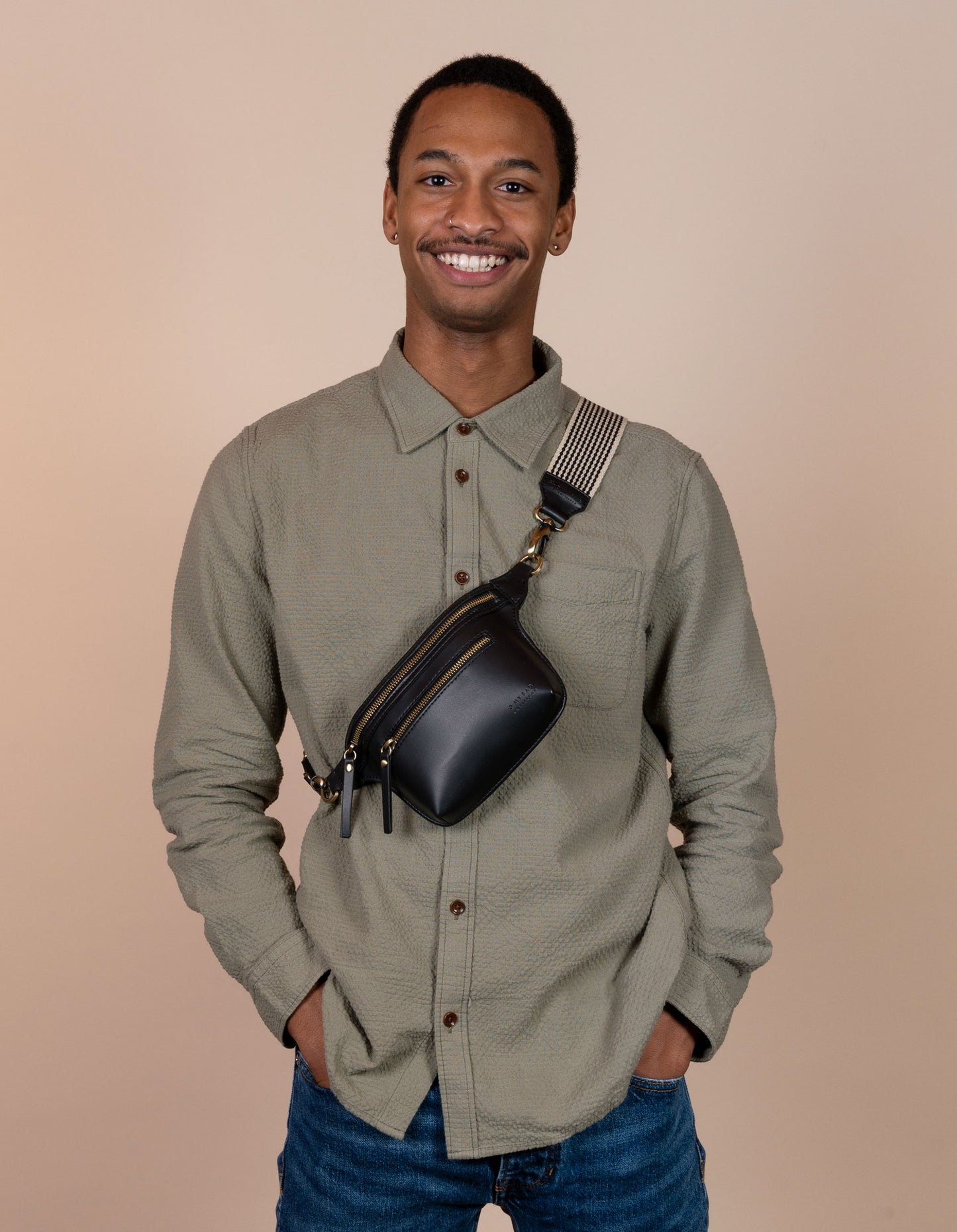 Beck's Bumbag - Black Apple Leather (Vegan)