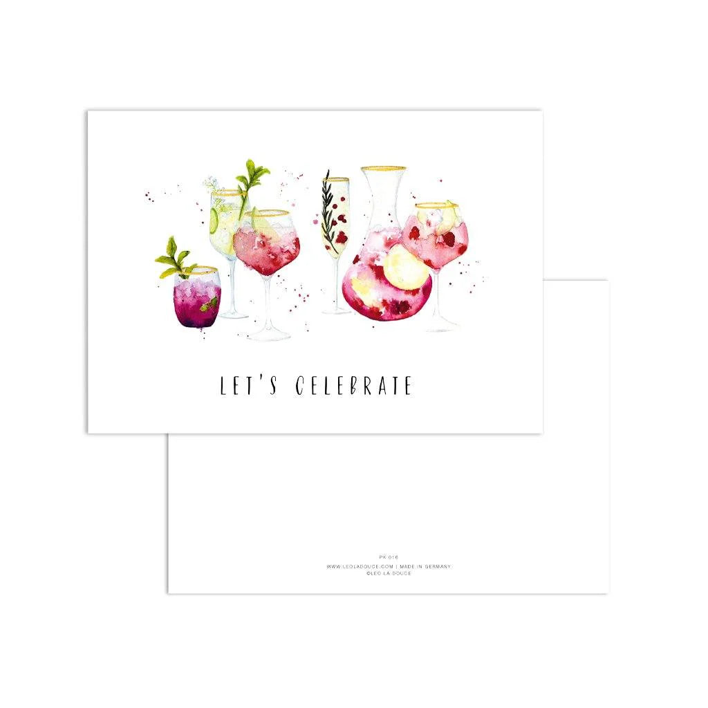 Postkarte - Cocktails | Let's celebrate