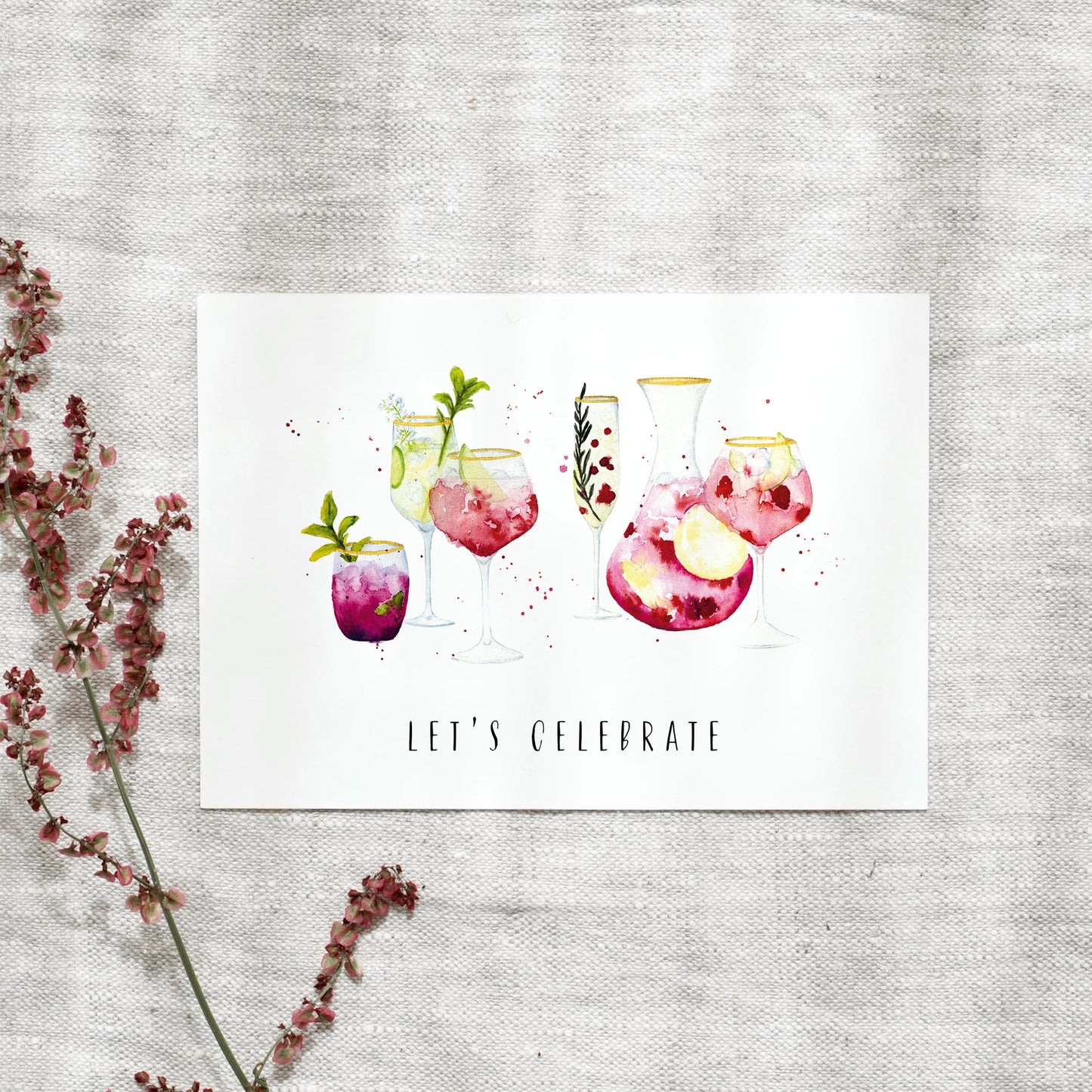 Postkarte - Cocktails | Let's celebrate