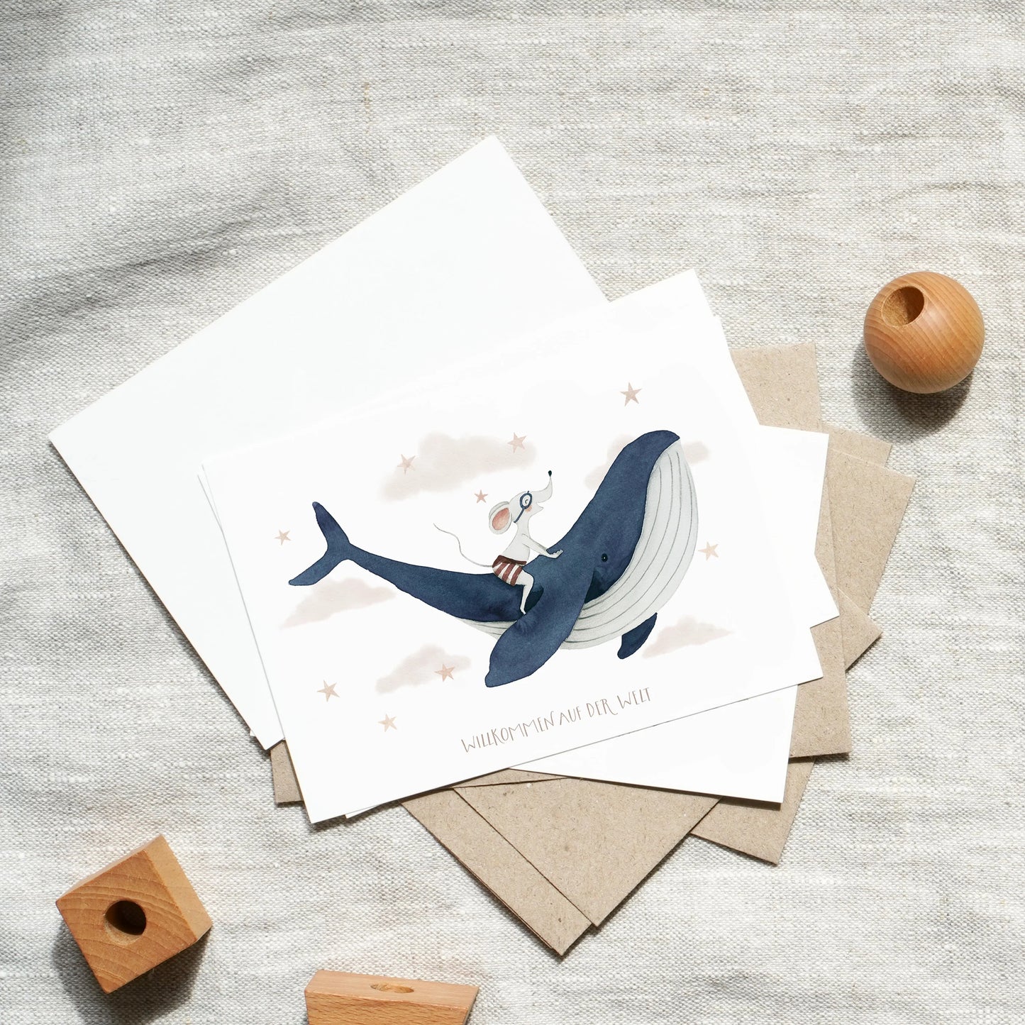 Postkarte - Willkommen auf der Welt | Wal