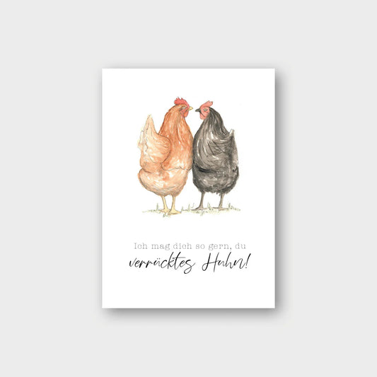 Postkarte - Verrücktes Huhn