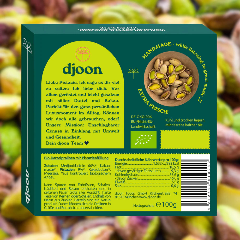 Dattelpralinen - Bomba di Pistacchio - 100g