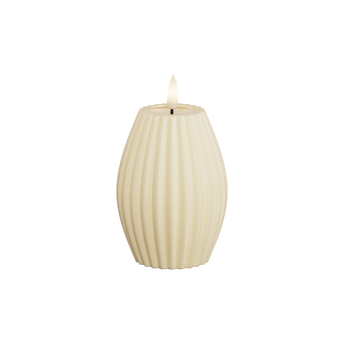 LED Kerze - gerillt - Creme -  7,5 * 10 cm