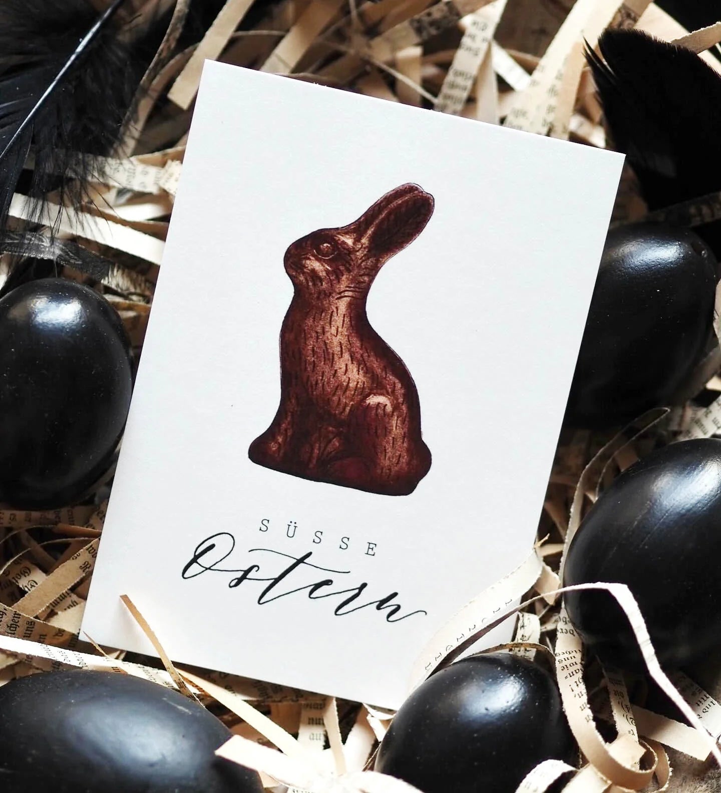 Postkarte - Schokohase - Süsse Ostern