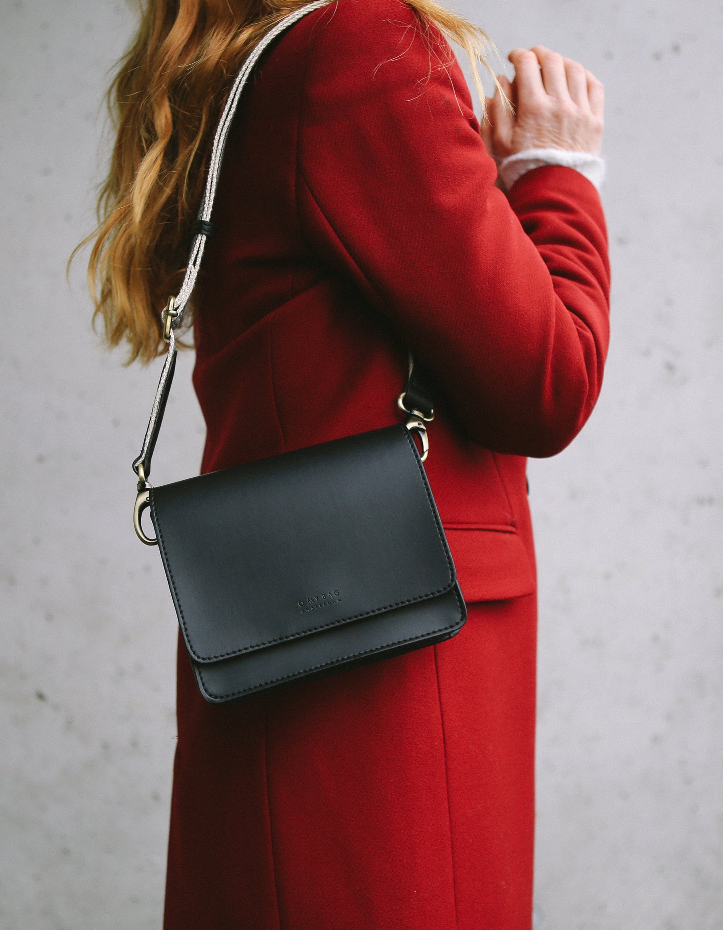 Audrey Mini Black - Vegan Uppeal™ - Checkered Strap