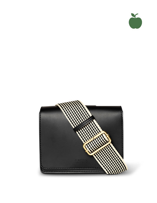 Audrey Mini Black - Vegan Uppeal™ - Checkered Strap