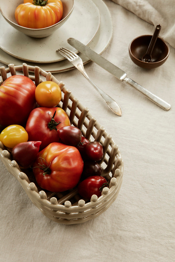 Ceramic Basket - Oval - Cashmere