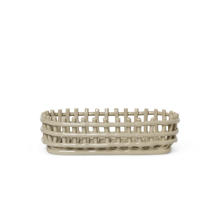 Ceramic Basket - Oval - Cashmere