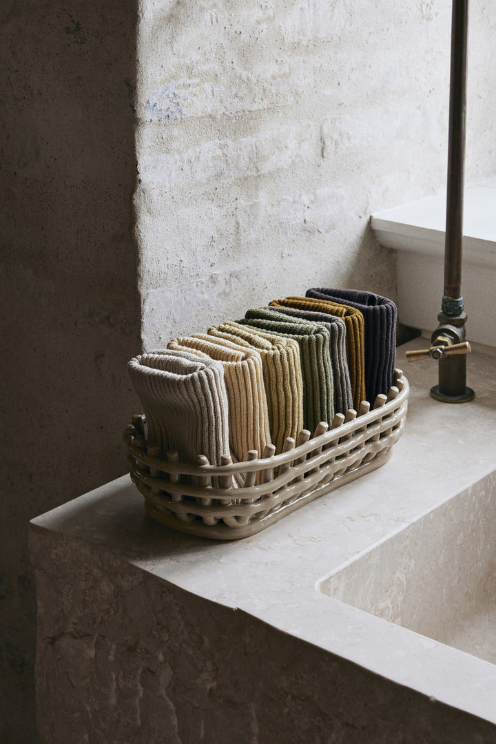 Ceramic Basket - Oval - Cashmere
