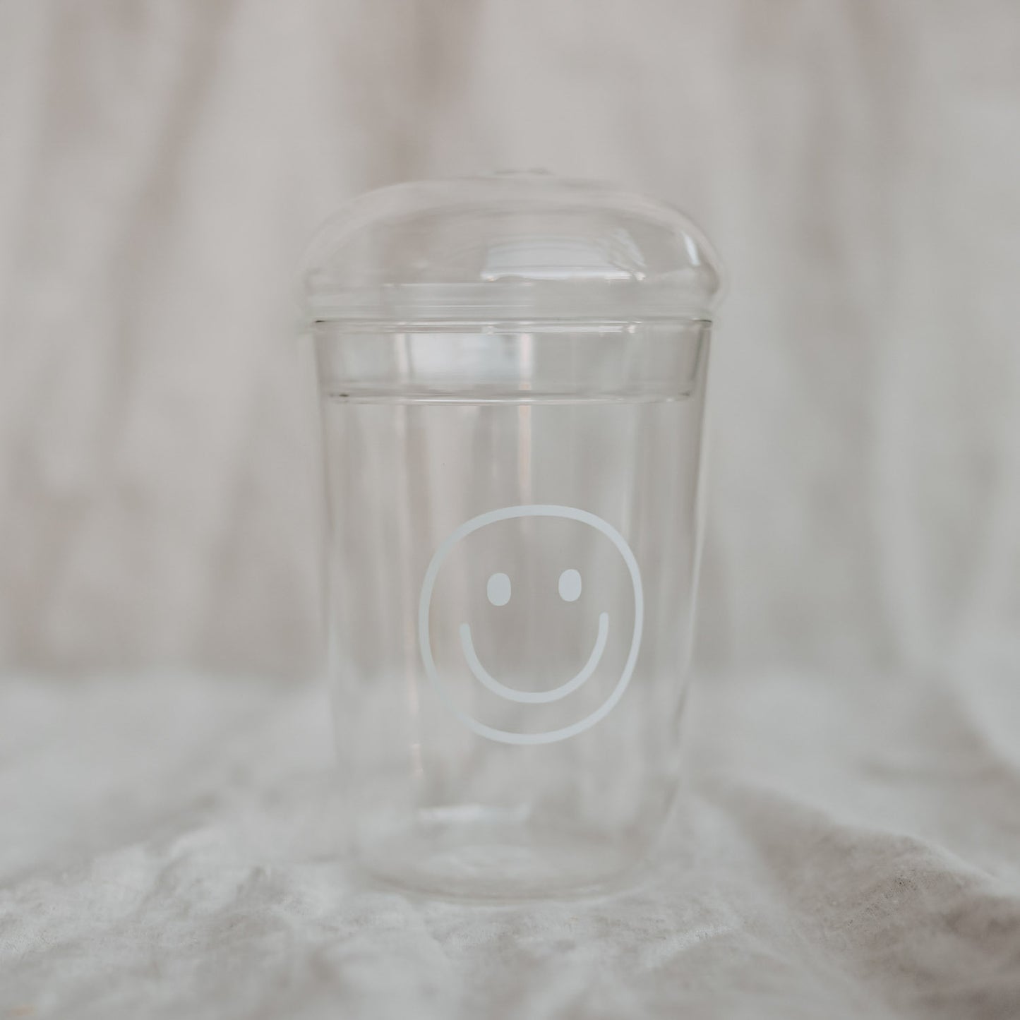 Eulenschnitt - Trinkglas Smiley - Weiß