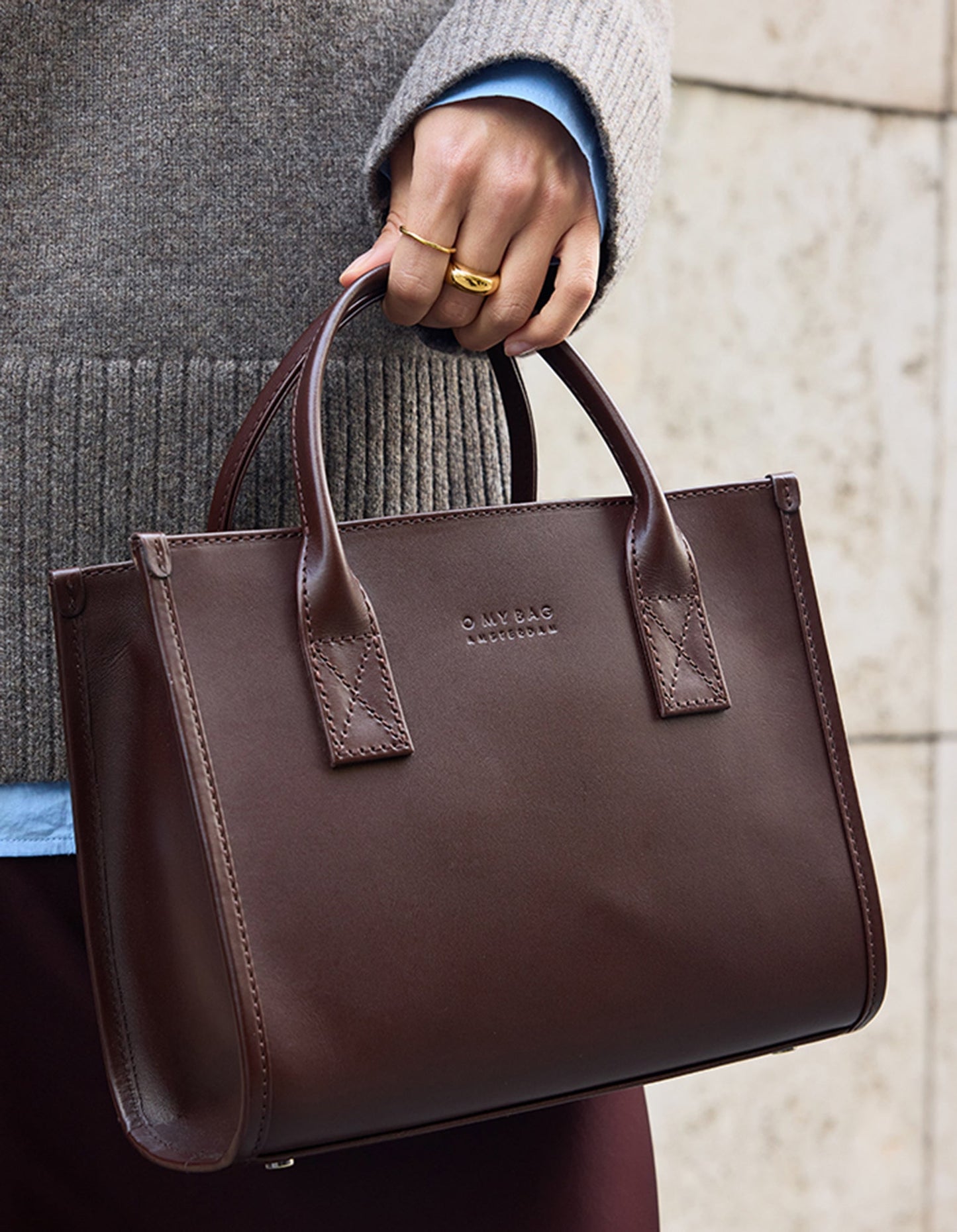 Handtasche Jackie Midi in Chocolate Classic Leather O My Bag