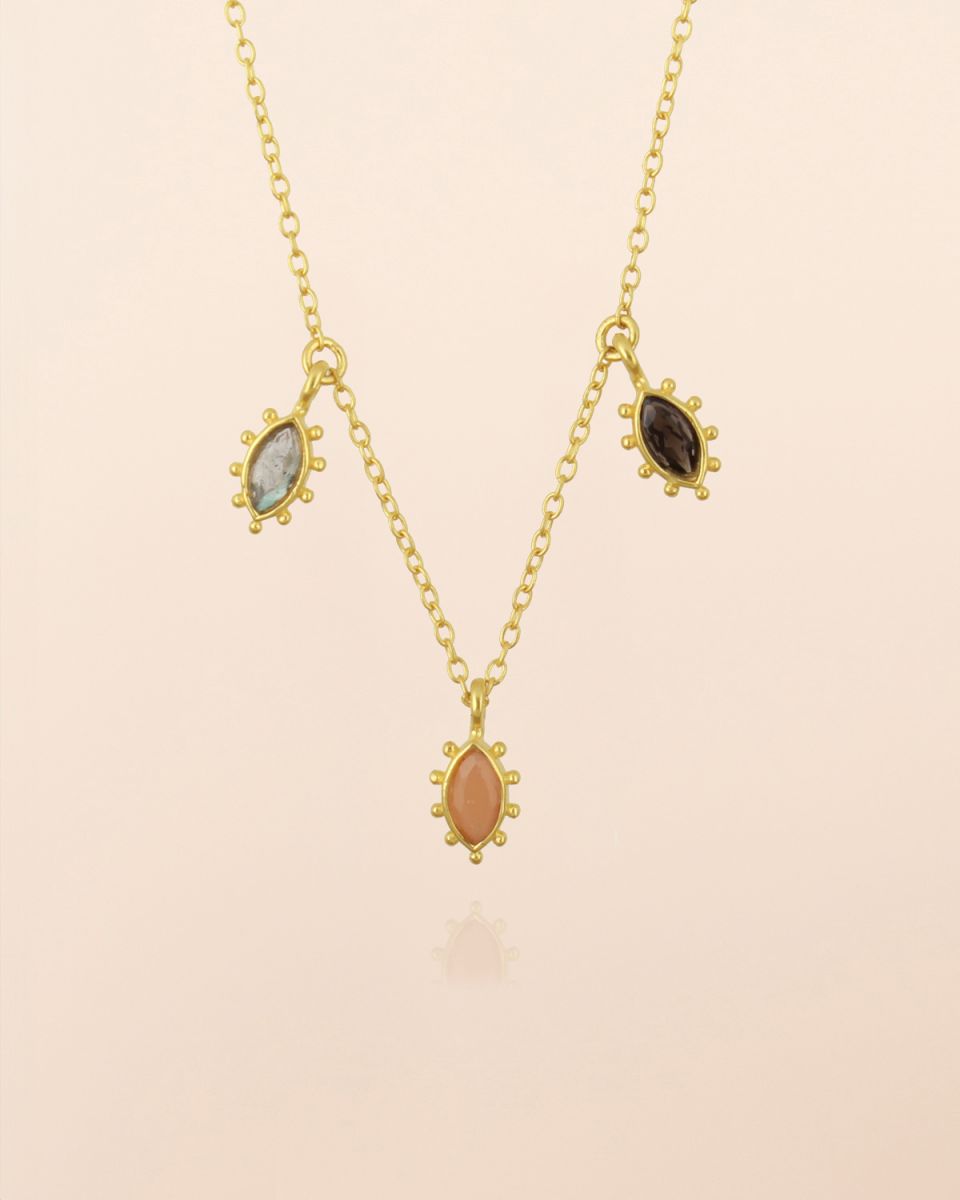 Kette - Corvus-  peach Moonstone