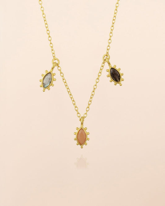 Kette - Corvus-  peach Moonstone