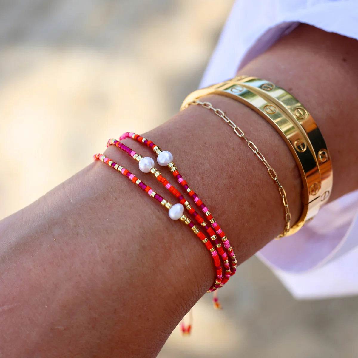 Miyuki Pearls Bracelet - Camel