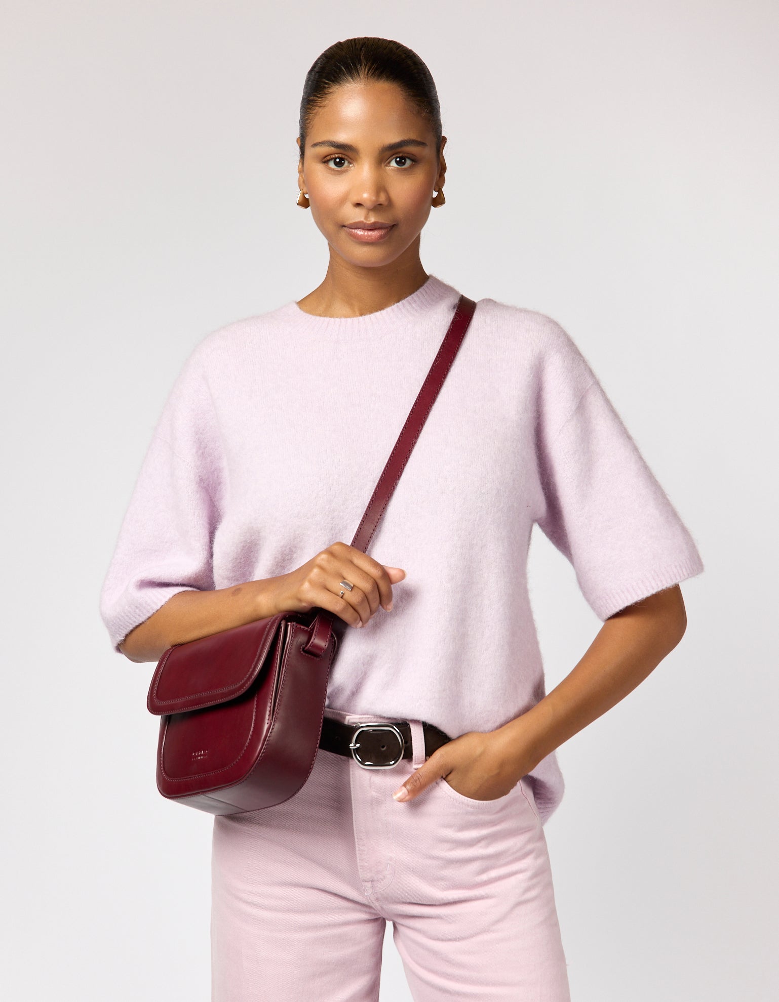 Nachhaltige Handtasche, fair Produziert, Handtasche Nina - Small - Dark Cherry - Classic Leather, O My Bag