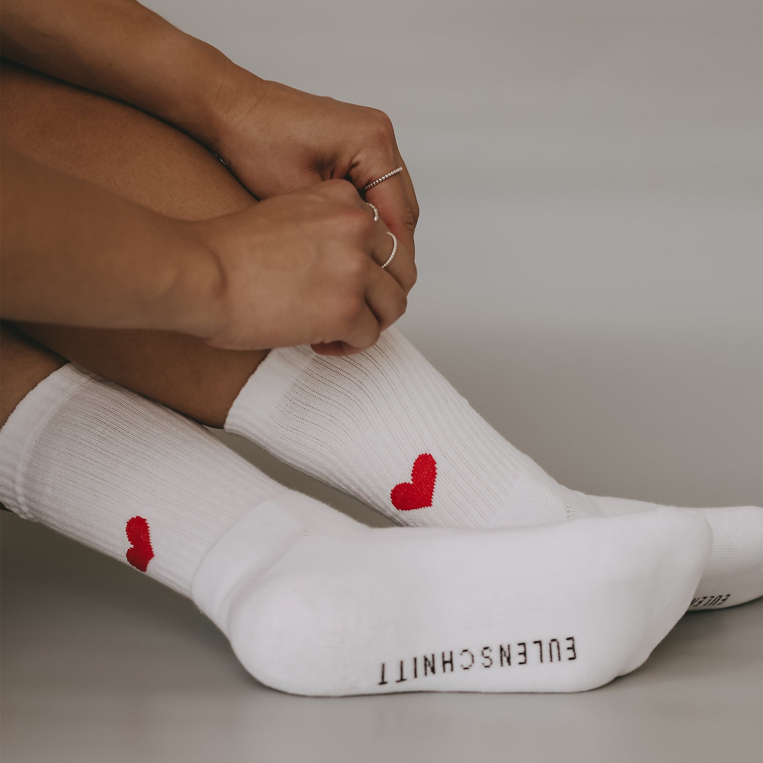 Eulenschnitt - Socken Herz - Rot, Baumwolle