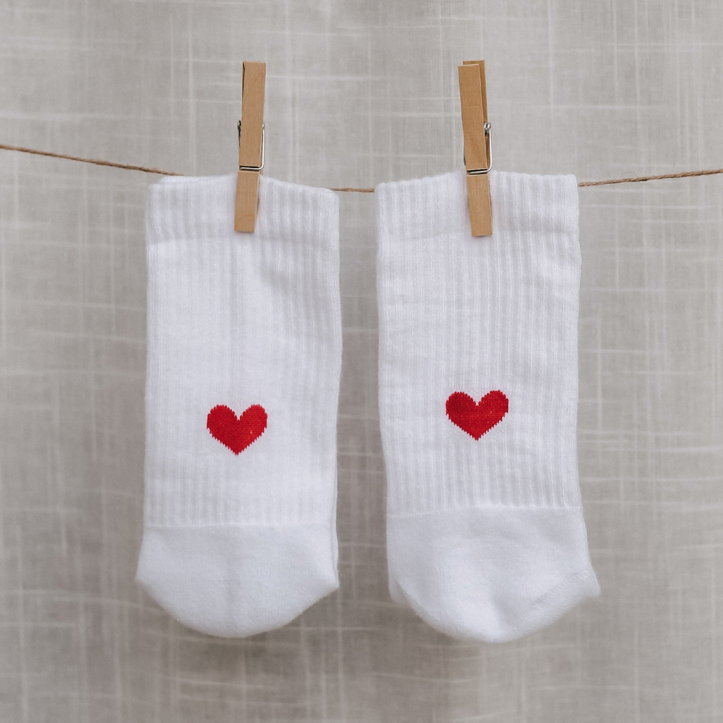 Eulenschnitt - Socken Herz - Rot, Baumwolle