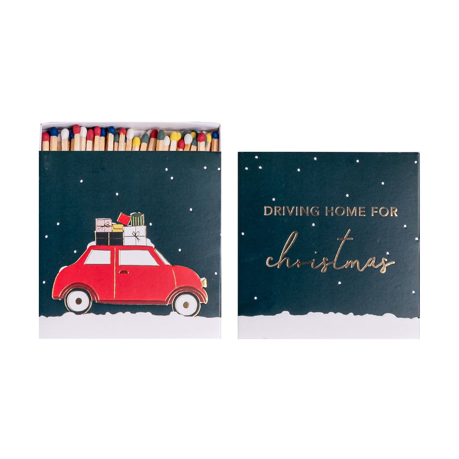 Eulenschnitt Streichhölzer ‘Christmas Car’ im weihnachtlichen Design. Praktisch & dekorativ – ideal für Kerzen & Kamin.
