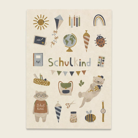 Postkarte „Symbole Schulkind“