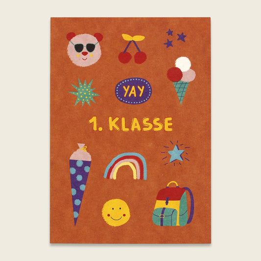 Ava&Yves Postkarte „1. Klasse Symbole“