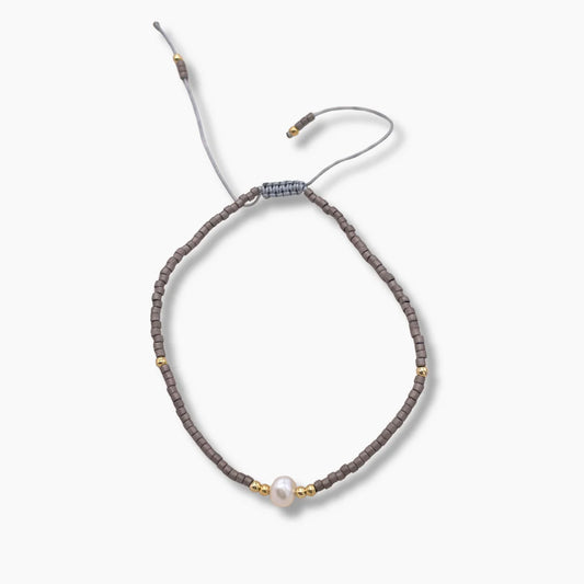 Miyuki Pearls Bracelet - Medium Grey
