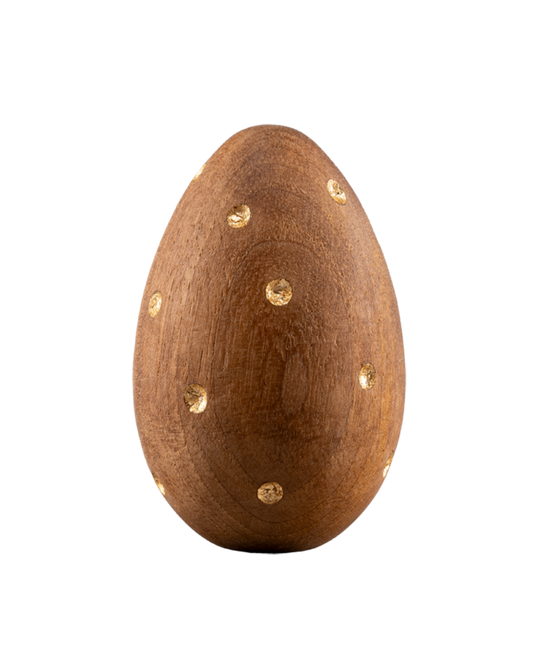 Holz Osterei mit Goldpunkten Osterdekoration