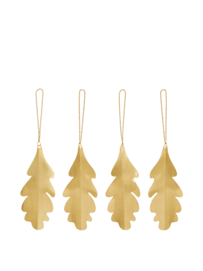 Ferm Living Oak Leaf Brass Ornaments - Set of 4 Baumschmuck