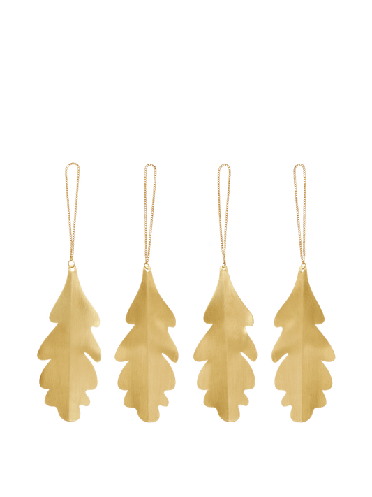 Ferm Living Oak Leaf Brass Ornaments - Set of 4 Baumschmuck
