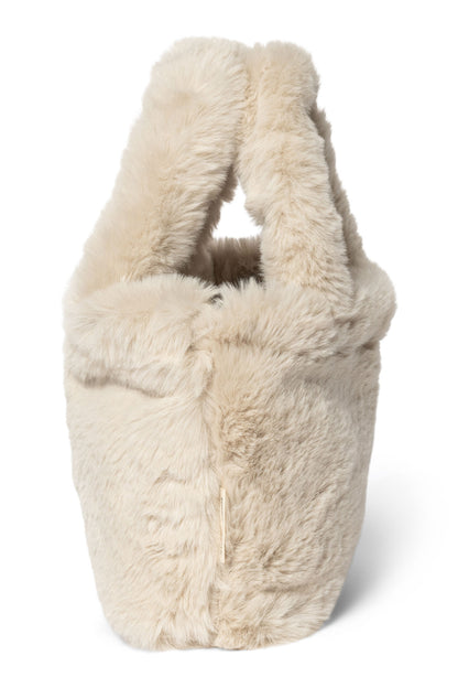 Kunstfell Mini-Handtasche - Neutral