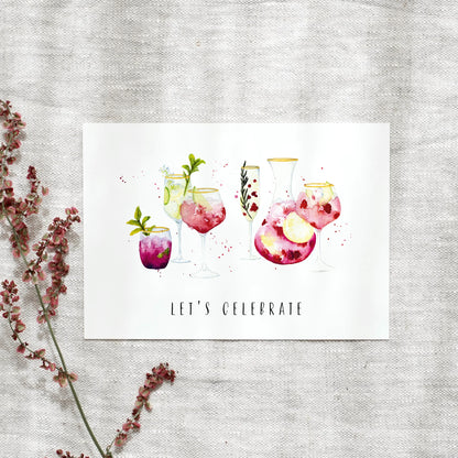 Postkarte - Cocktails | Let's celebrate