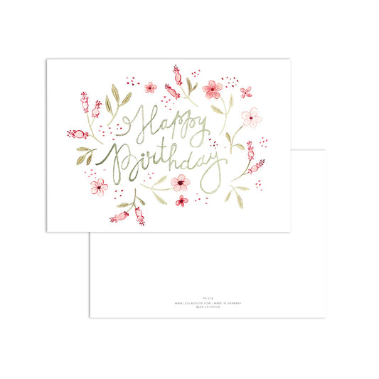 Postkarte - Happy Birthday | Rose Blossoms