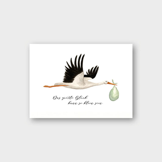 Postkarte - Klapperstorch - Das größte Glück kann so klein sein