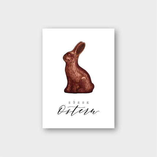 Postkarte - Schokohase - Süsse Ostern