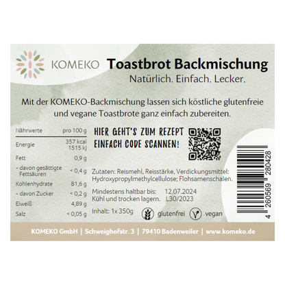 TOASTGENUSS Backmischung - glutenfrei, vegan