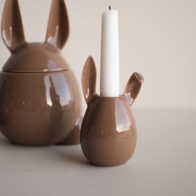 Rabbit candle holder - shiny nougat