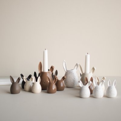 Rabbit candle holder - shiny nougat