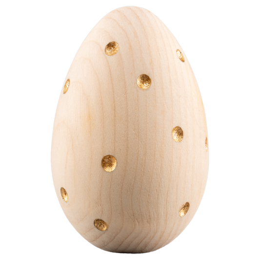 Osterei aus Zirbenholz - Gepunktet - Groß