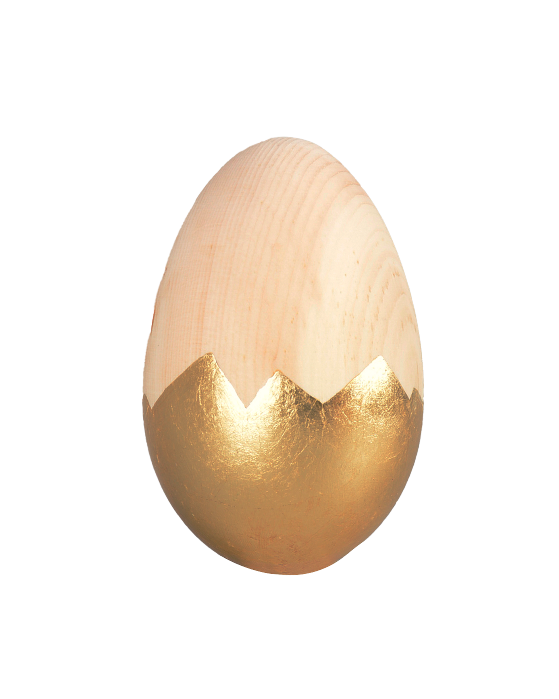 Handgefertigtes Osterei Zirbenholz vergoldet