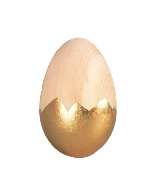 Handgefertigtes Osterei Zirbenholz vergoldet