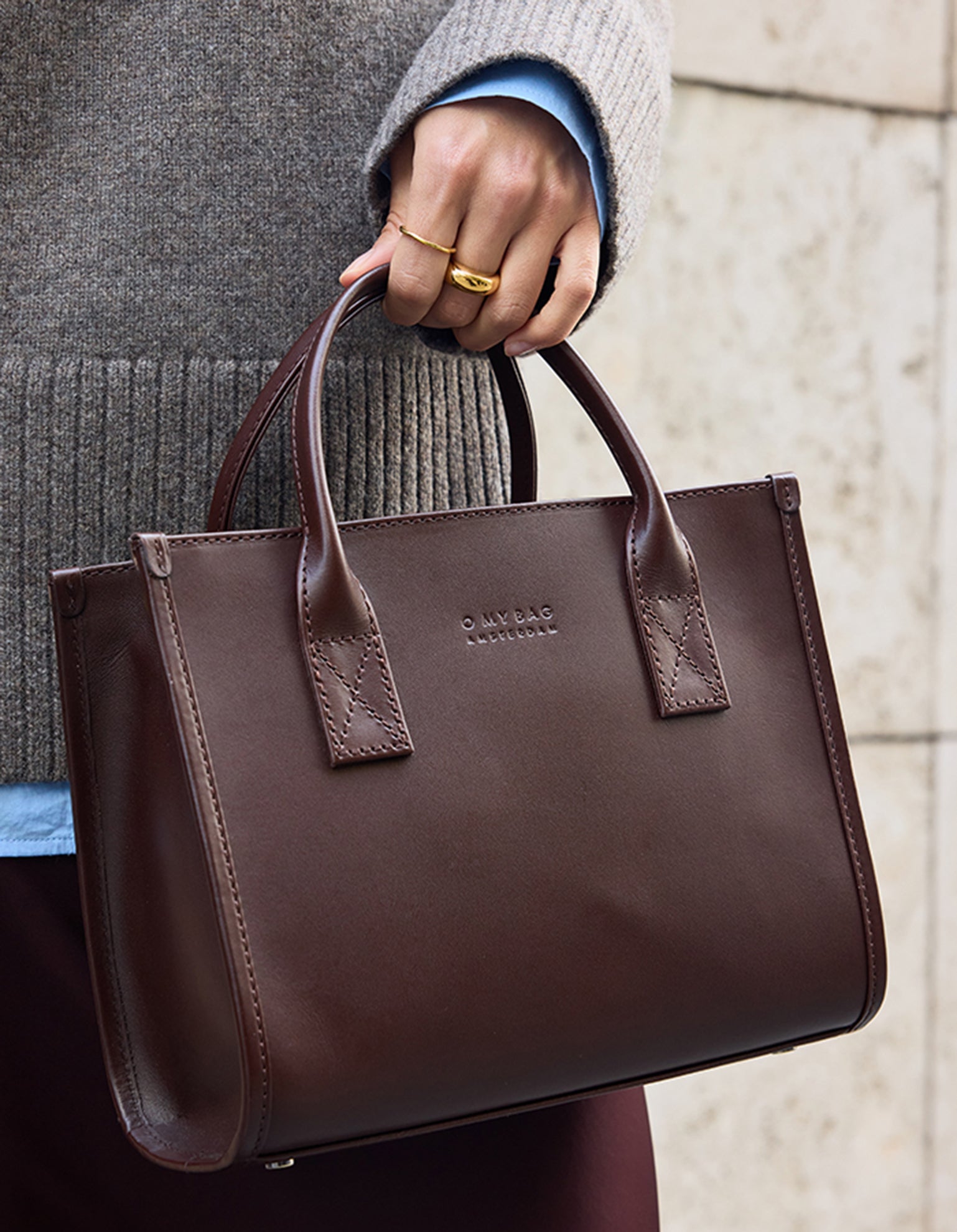 Handtasche Jackie Midi in Chocolate Classic Leather O My Bag