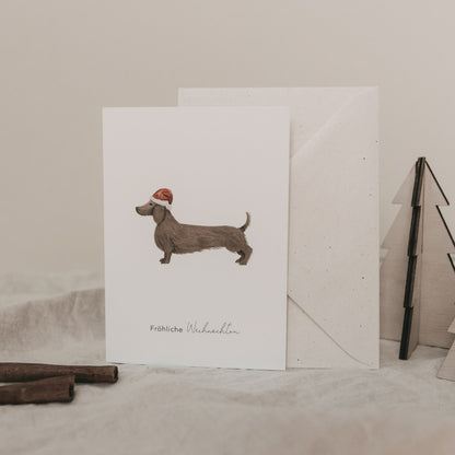 Klappkarte - Weihnachtsdackel