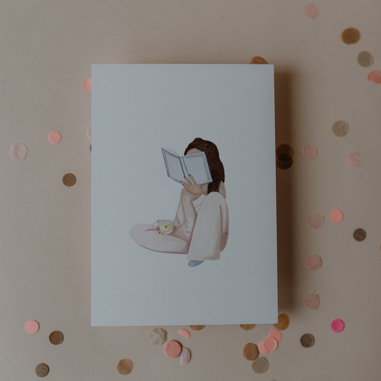 Aquarellkarte - Pyjama girl