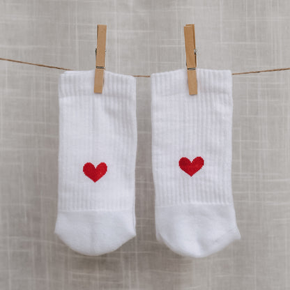 Eulenschnitt - Socken Herz - Rot, Baumwolle
