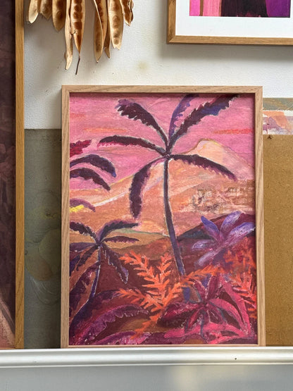 COCO PALMS AND CORAL WONDER - 50cm x 70cm - Mit Rahmen