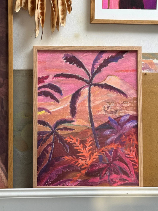 COCO PALMS AND CORAL WONDER - 50cm x 70cm - Mit Rahmen